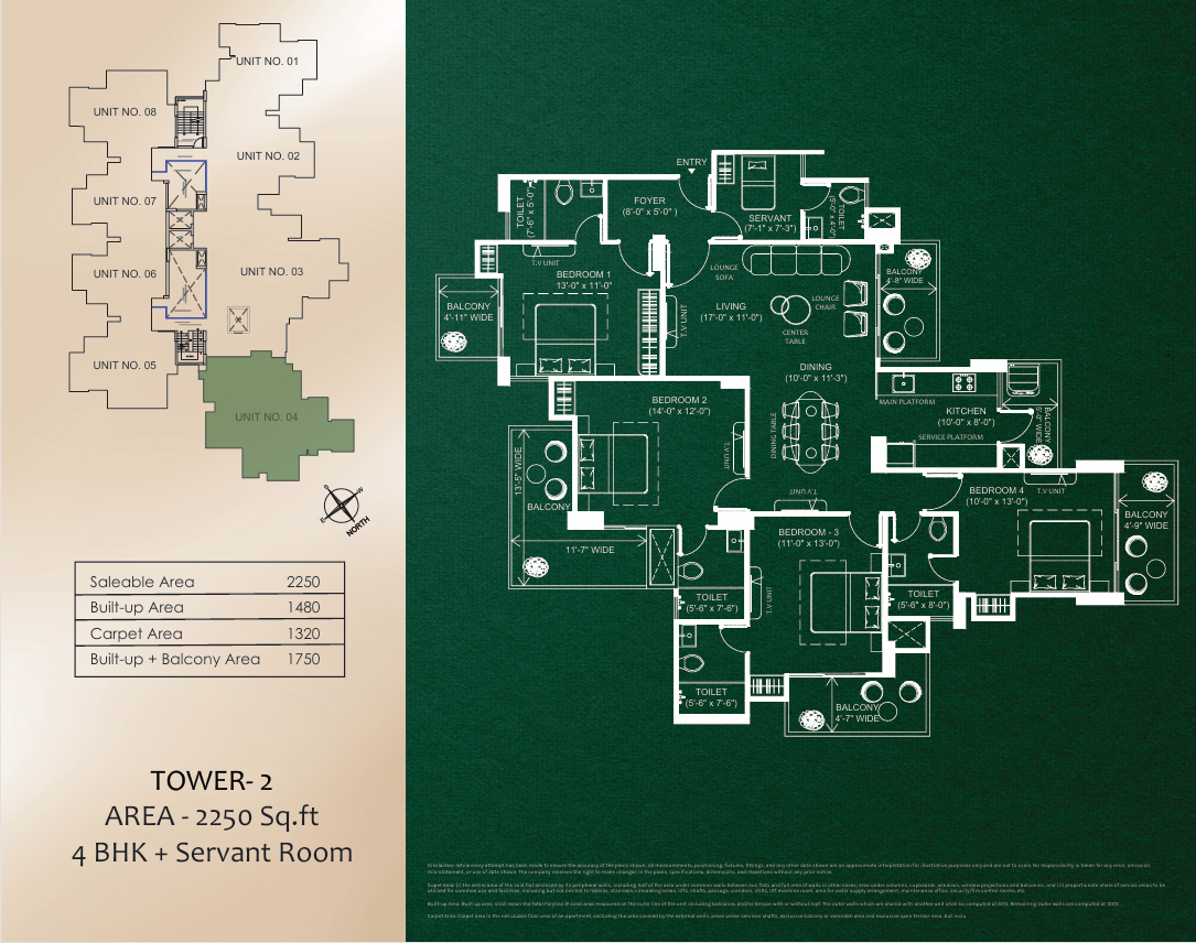Tower 2 · 4 BHK + SR · 2250 Sq.ft